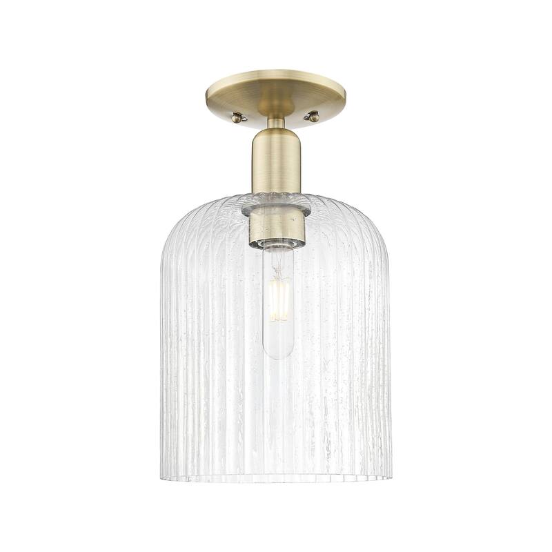 Innovations Lighting 716-1C-14-8 Bridal Veil Semi-Flush Bridal Veil 8" - Antique Brass / Seedy