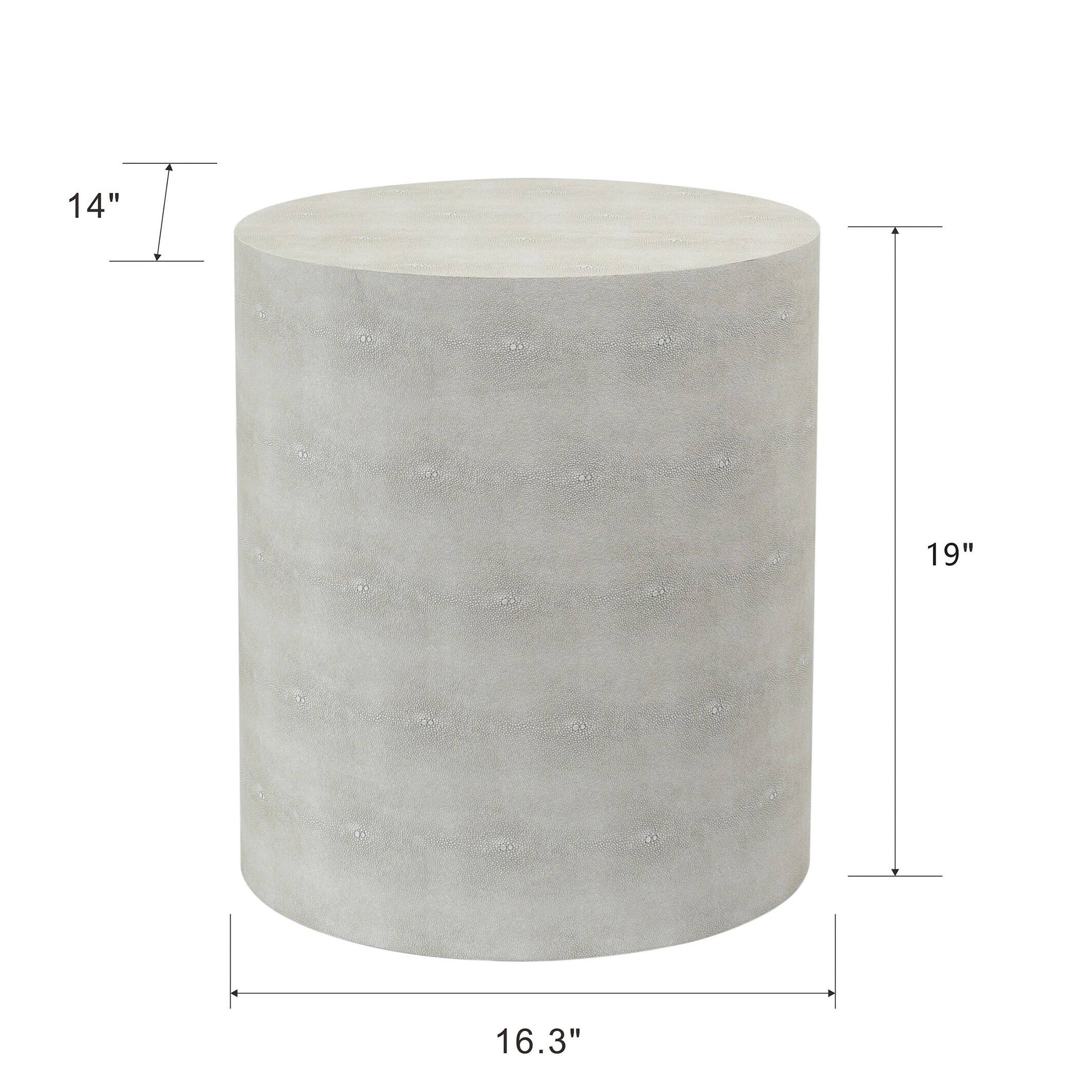 Dann Foley Lifestyle - Oval Side Table - Ivory Faux Leather Shagreen ...