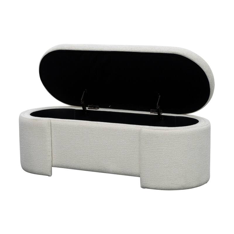 Roomfitters 48" Oval Storage Bench, Martha Stewart Lily Pond Collection, Soft-Close Lid & Hidden Storage, Ivory