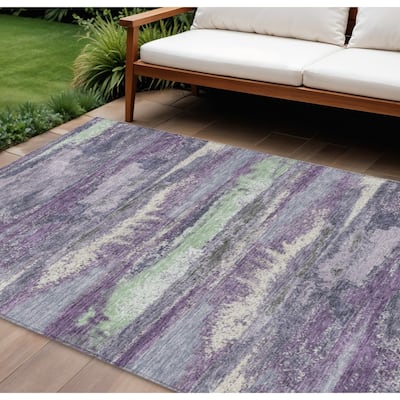 HomeRoots Abstract Transitional Rectangle Outdoor Rug