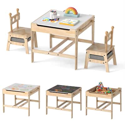 Costway Kids Table and Chairs Set 4 in 1 Children Activity Table with - See Details