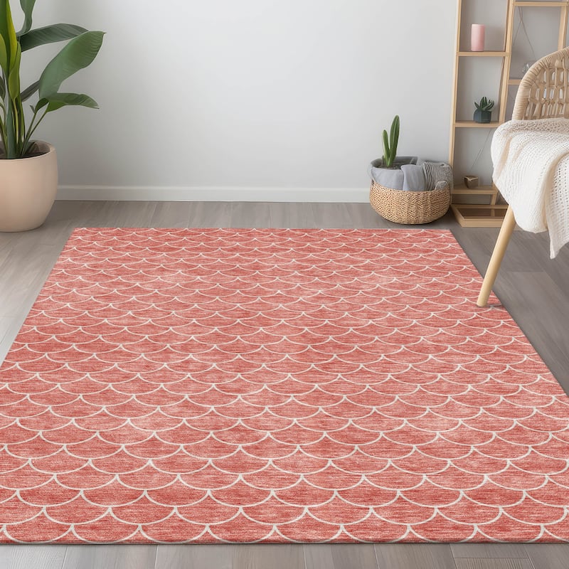 Machine Washable Indoor/ Outdoor Chantille Modern Geo Rug