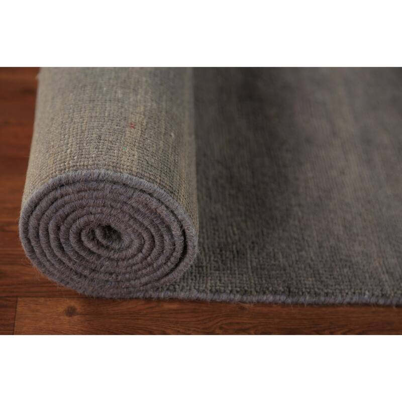 Gray Gabbeh Oriental Runner Rug Hand-Knotted Wool Carpet - 2'8" x 9'1"