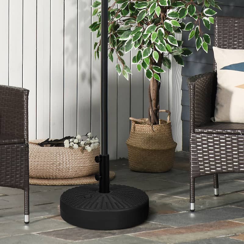 Outsunny 64 lbs. Fillable Umbrella Base with Steel Umbrella Holder, Round Umbrella Stand for 1.5" or 2" Umbrella Poles