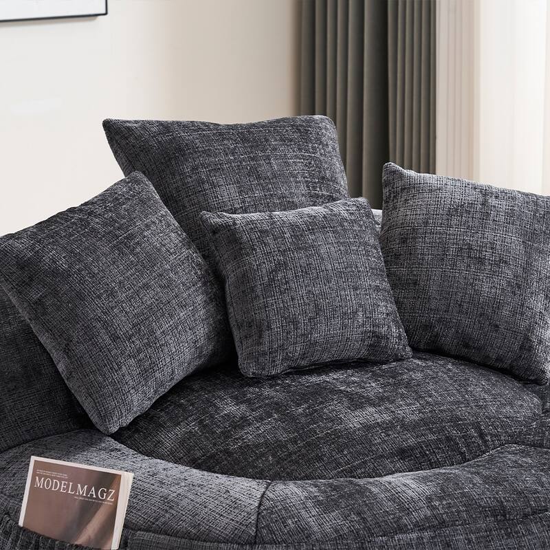 Bean Bag Lazy Sofa with Ultra Soft Chenille Cover,Round Bean Bag,Indoor & Outdoor
