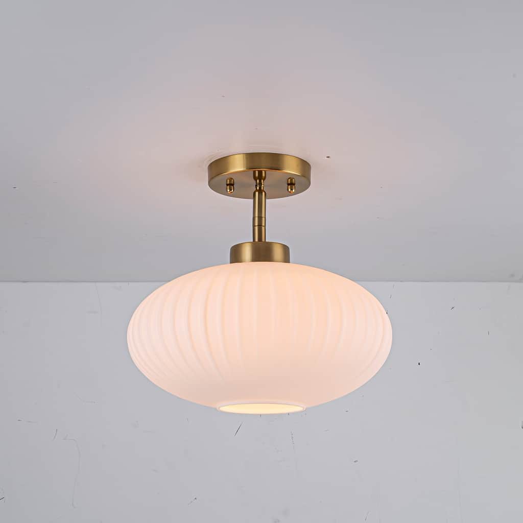 1 - Light Modern Glass Flush Mount Ceiling Light
