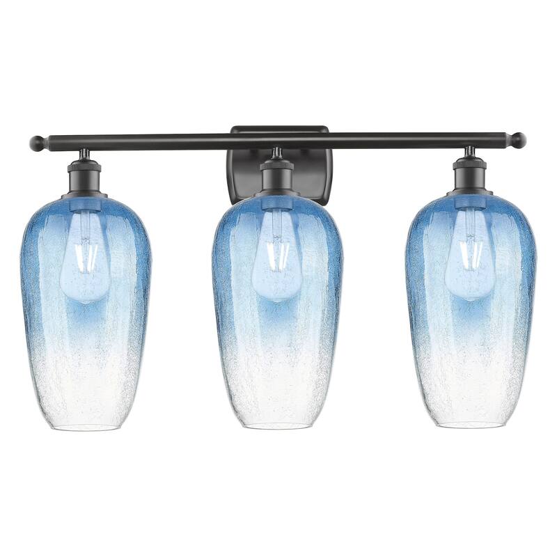 Innovations Lighting 516-3W-16-27 Brookhaven Flute Vanity Brookhaven - Oil Rubbed Bronze / Sapphire Blue