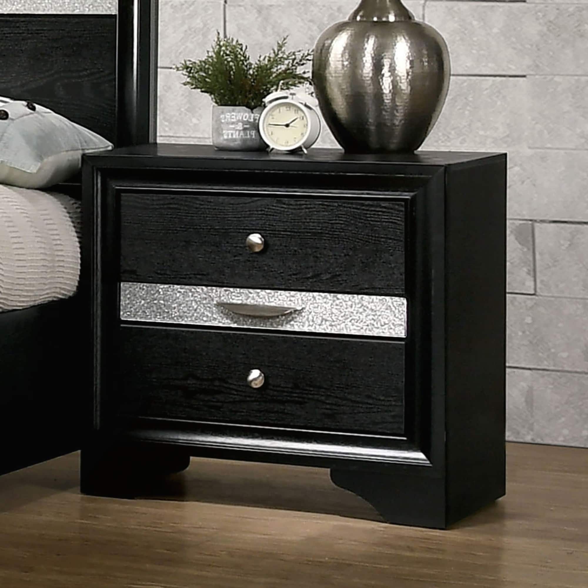 Contemporary Nightstand with Hidden Drawer and Nickel Knobs for Modern Bedrooms