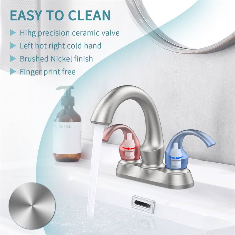 2Handle Bathroom Faucet with Aerator, PopUp Drain and Supply Hoses