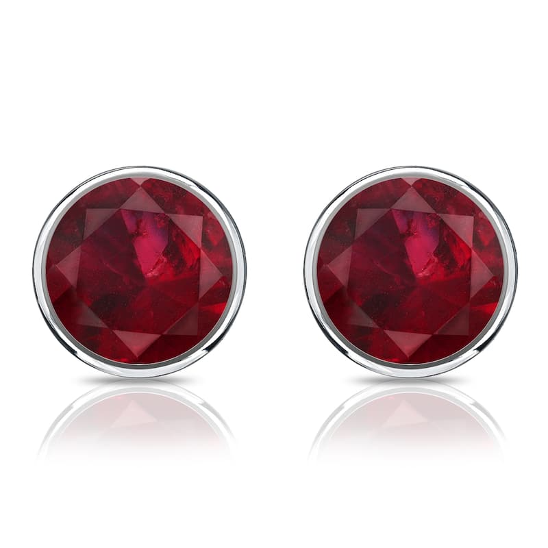 Auriya 14k Gold 1/3ctw Bezel-set Ruby Gemstone Stud Earrings