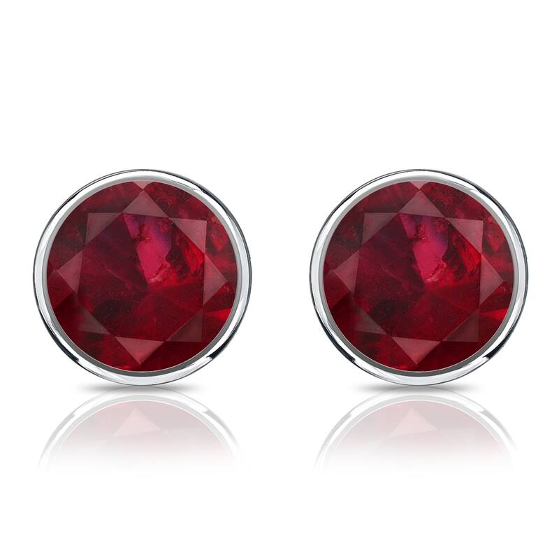 Auriya 14k Gold 3/4ctw Bezel-set Ruby Gemstone Stud Earrings