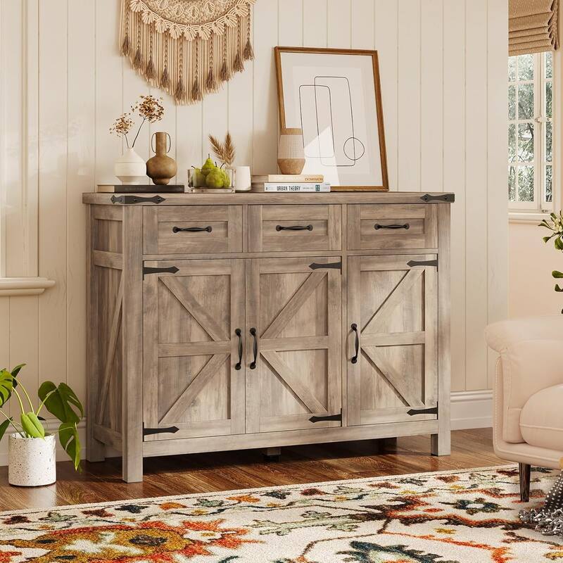 Buffet Cabinet Bar Cabinet Coffee Credenza Sideboard Barn Door Drawer