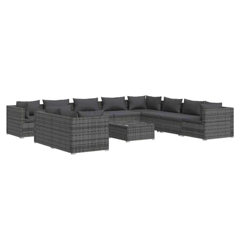 vidaXL Patio Lounge Set Outdoor Sectional Sofa Set Table Garden Poly Rattan