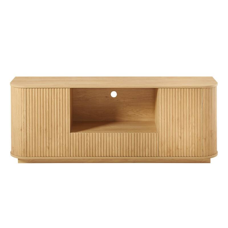 Sideboard Storage Cabinet TV Stand with wave pattern Buffet Cabinet Wooden Vertical Striped Cabinet