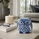 preview thumbnail 3 of 9, Ceramic Chinoiserie Handpainted Owl Figurine - Blue
