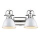 preview thumbnail 4 of 56, Duncan 2-Light Bath Vanity Chrome with White Shades