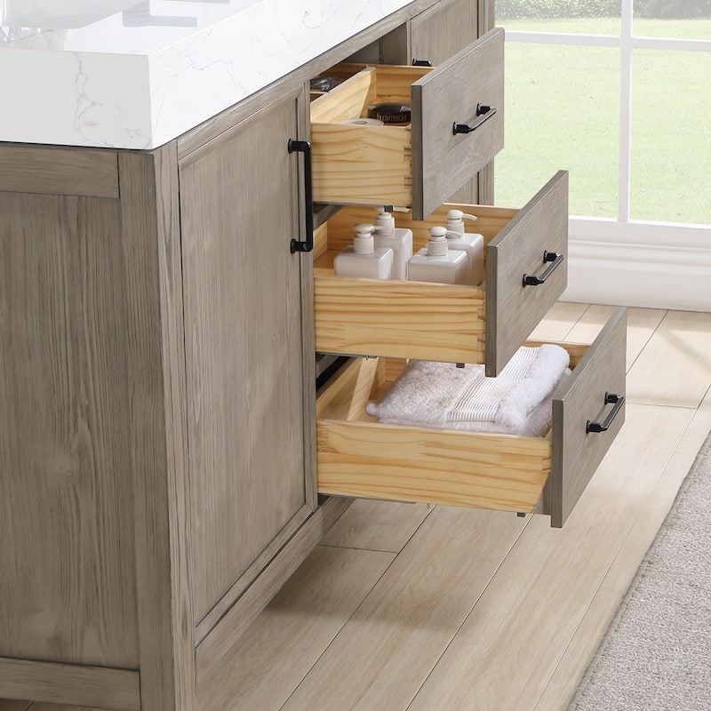 Leon 60 in. Double Bathroom Vanity with Composite Stone Top