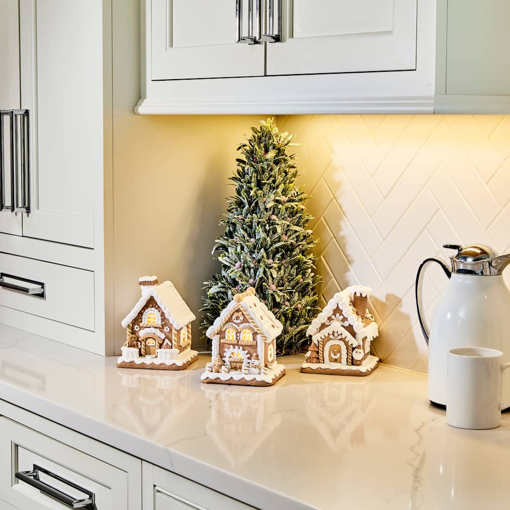 6" LED Battery Operated Timer Clay Sugar and Spice House Set of 3