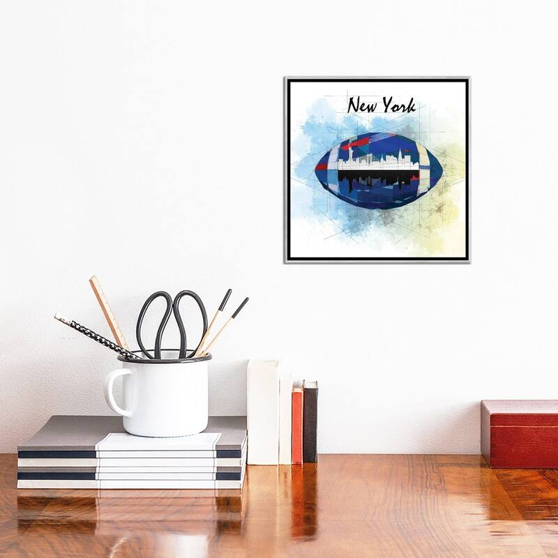 iCanvas "Football New York Giants" by Katia Skye Framed