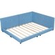 preview thumbnail 10 of 10, Blue Upholstered Platform Bed with USB Ports Ground Bed
