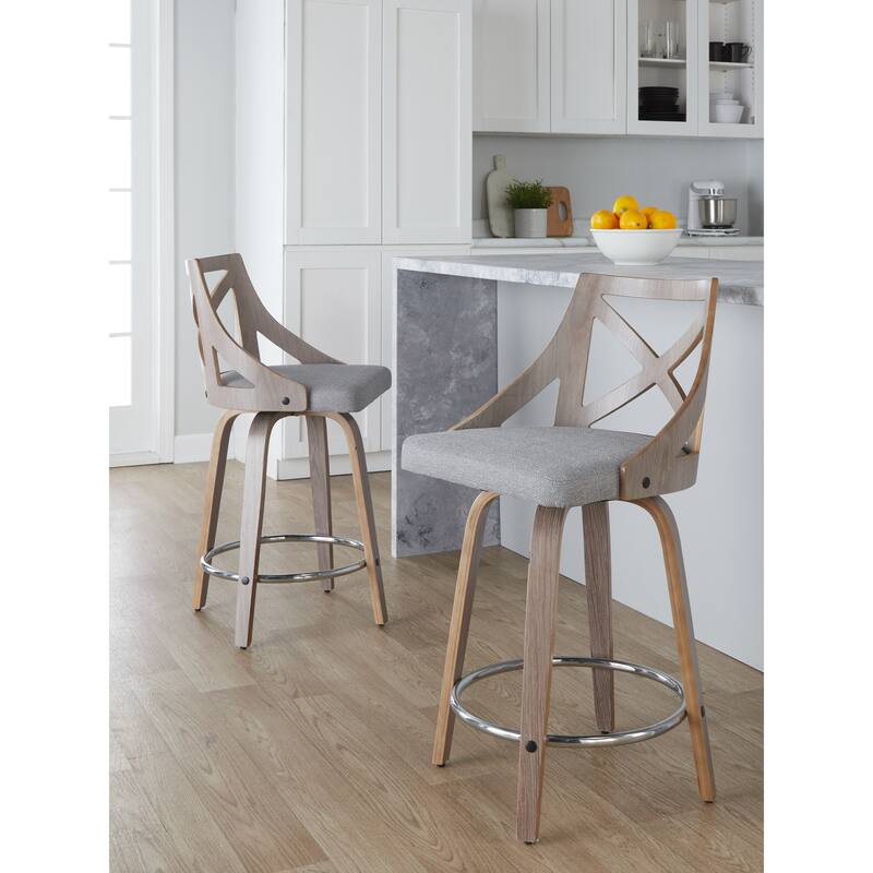 The Gray Barn Charlotte 24" Fixed-Height Counter Stool with Bent Wood Legs (Set of 2)