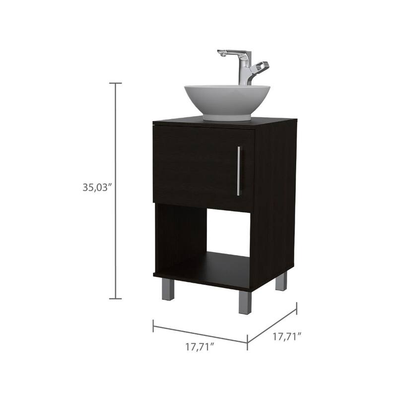 Compact Bathroom Vanity with Resin Sink, Ample Storage, and Humidity-Resistant Legs - 35 Inches High - 17.71in L