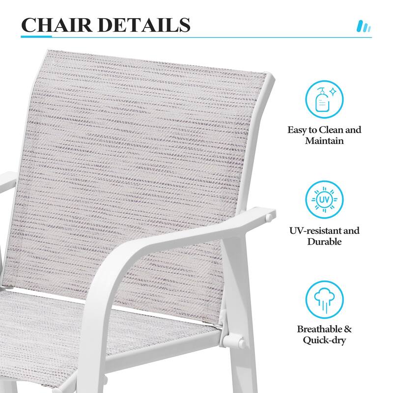 Crestlive Products Outdoor Outdoor Cast Aluminum Swivel Bar Stools with Sunbrella Cushion