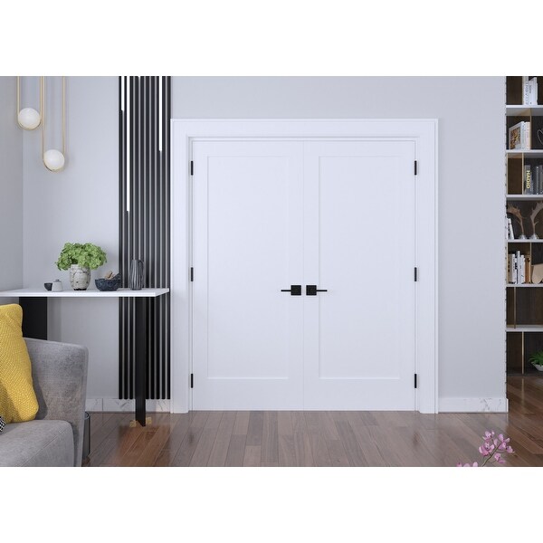 RESO Interior Double Door Shaker Single Panel Solid Core Primed
