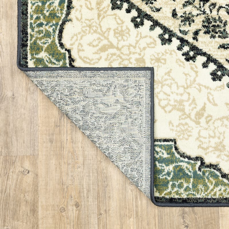 Style Haven Prentiss Overscale Medallion Ivory/ Navy Area Rug