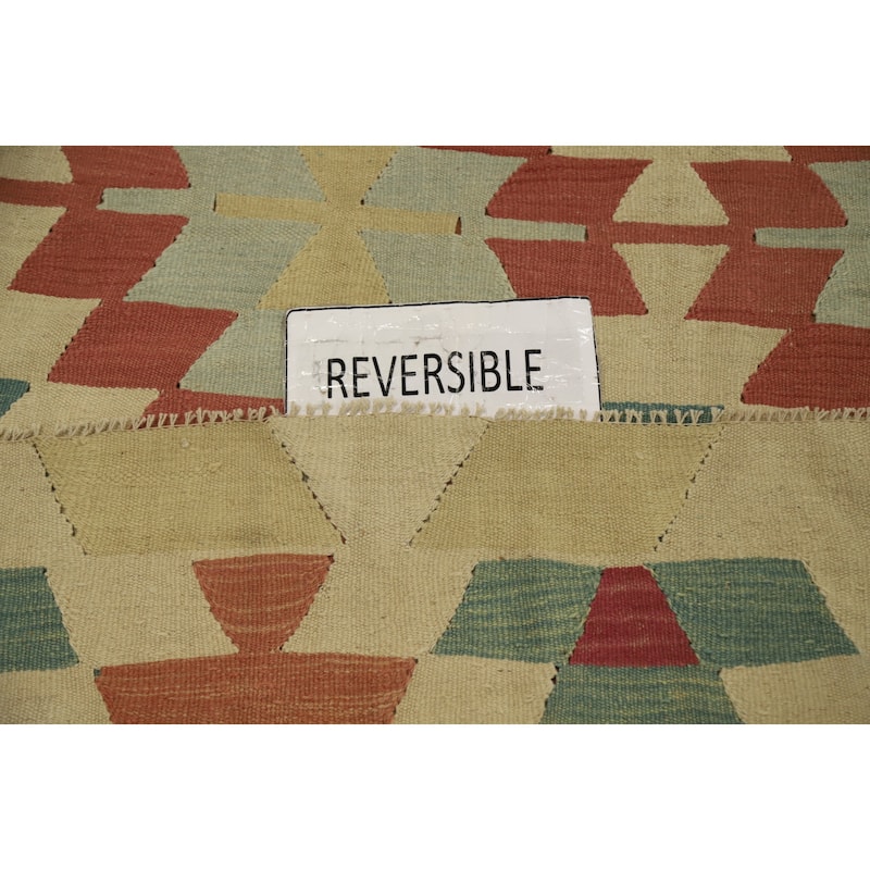 Hand Woven Oriental 100% Wool Carpet Southwestern Tribal Multi-Colored Kilim Area Rug - 8' 10'' X 6' 0''