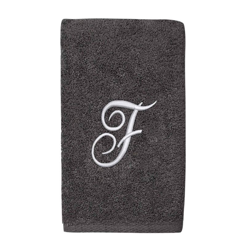 Avanti Linens Granite/Silver Script Monogram Hand Towel Letter F - Hand Towel