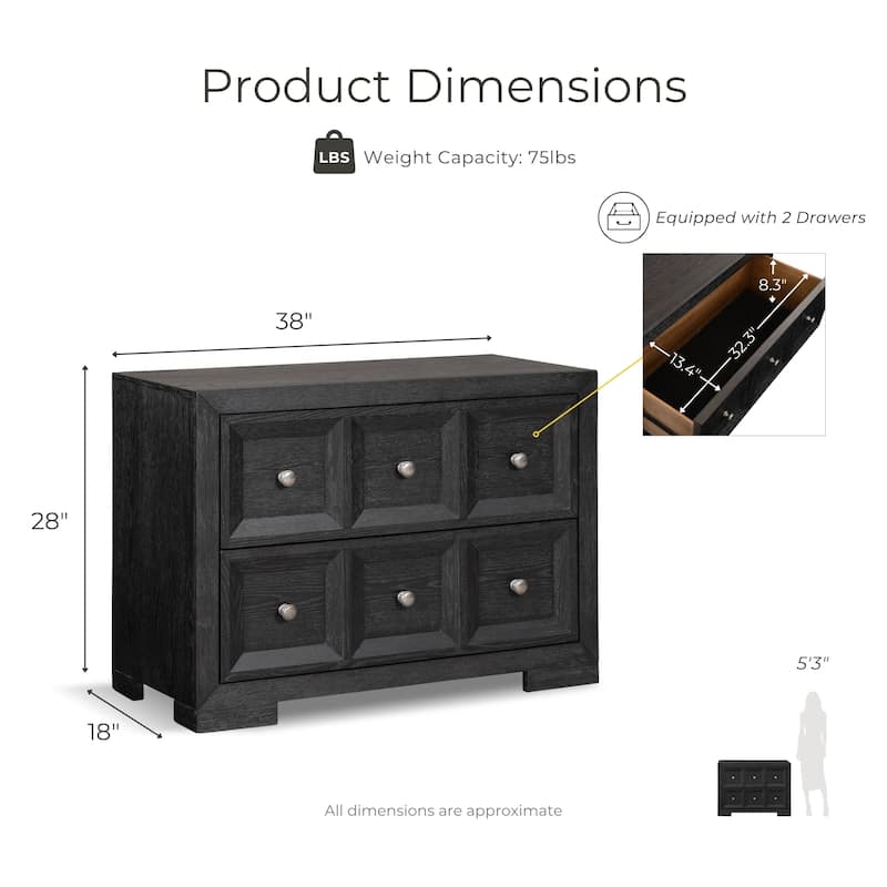 Furniture of America Durem Modern Classic Wood 2-Drawer Oversized Nightstand with USB Ports (Set of 2)