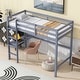 preview thumbnail 14 of 29, Twin High Loft Bed, Rubber Wood Loft Bed with Safety Guardrail, Built-in desk, Ladder