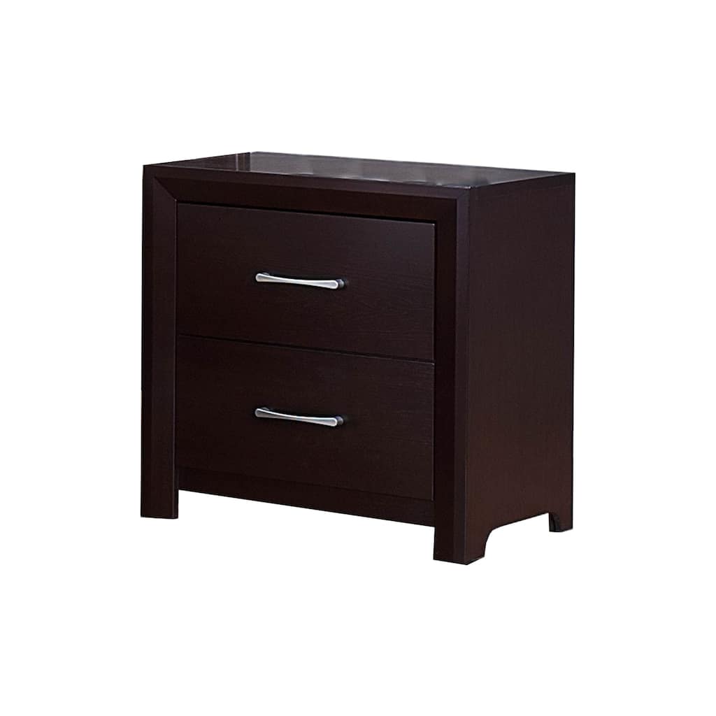 Espresso Brown 2 Drawer 16.25 in. W Nightstand with Sturdy Hardware and Ample Storage