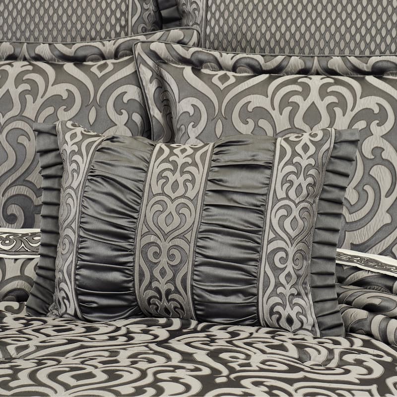 J. Queen New York Bolero Silver Boudoir Decorative Throw Pillow - Accent - Polyester - Silver
