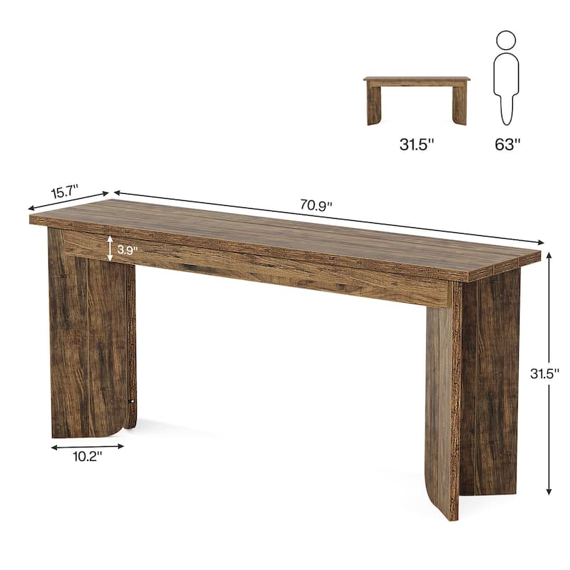 70.9'' Wood Farmhouse Sofa Console Table with Pedestal for Entryway