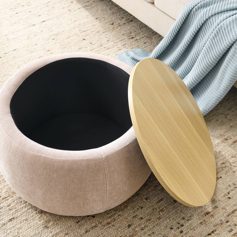 2 in 1 Function Modern Round Storage Ottoman End Table