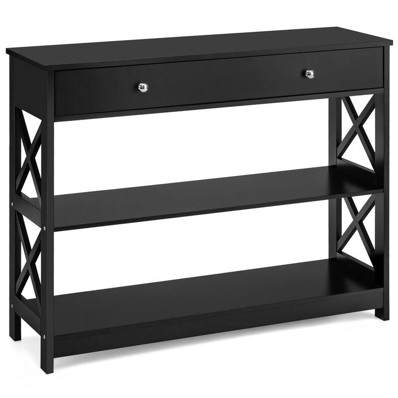 3-Tier Console Table with Drawers for Entryway and Living Room Storage - 39.5" x 12" x 31.5"