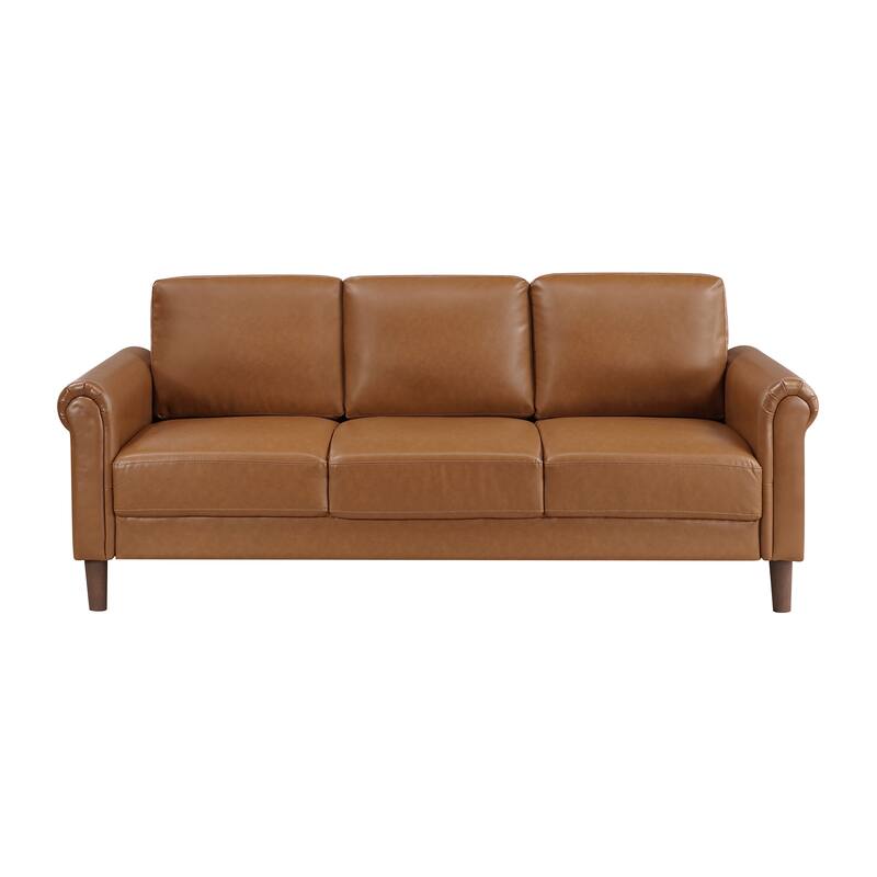 Fremont & Park Frances Faux Leather 3-Piece Living Room Set - Brown Finish Feet
