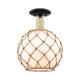 Option Black Antique Brass / White Glass with Brown Rope