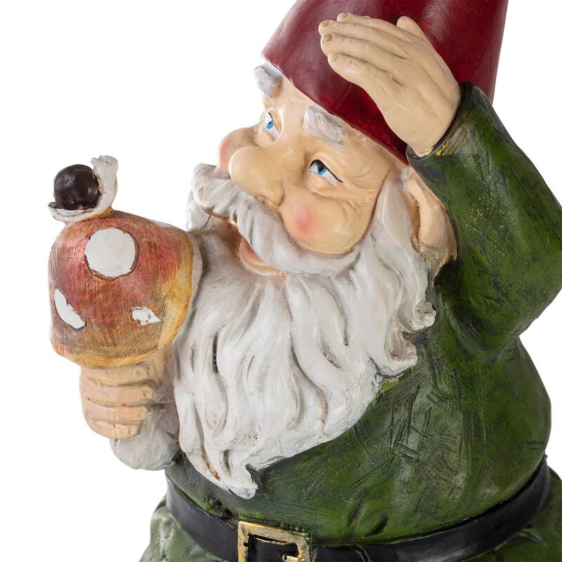 Gnome Folding Hands Looking Up Garden Statue