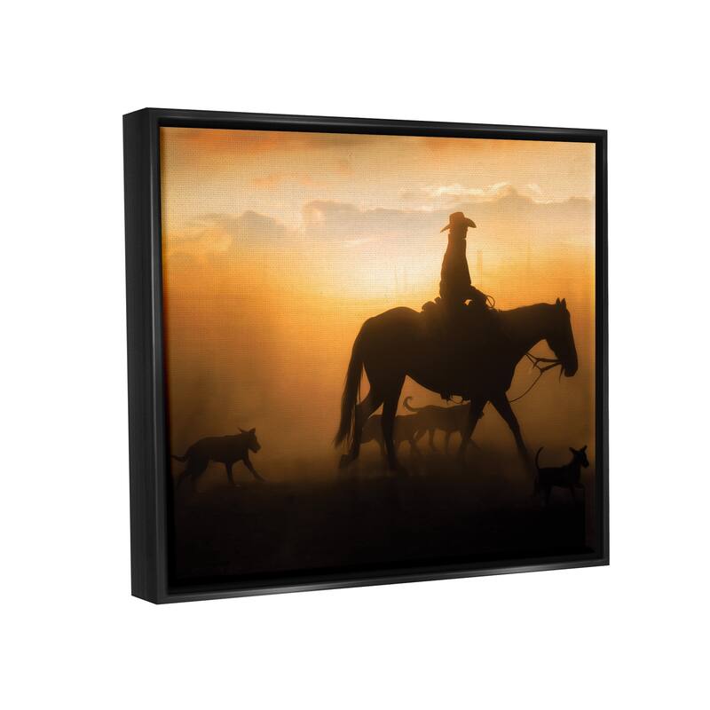 Stupell Western Horse at Sunset Framed Floater Canvas Wall Art Design by PBurchettePhoto