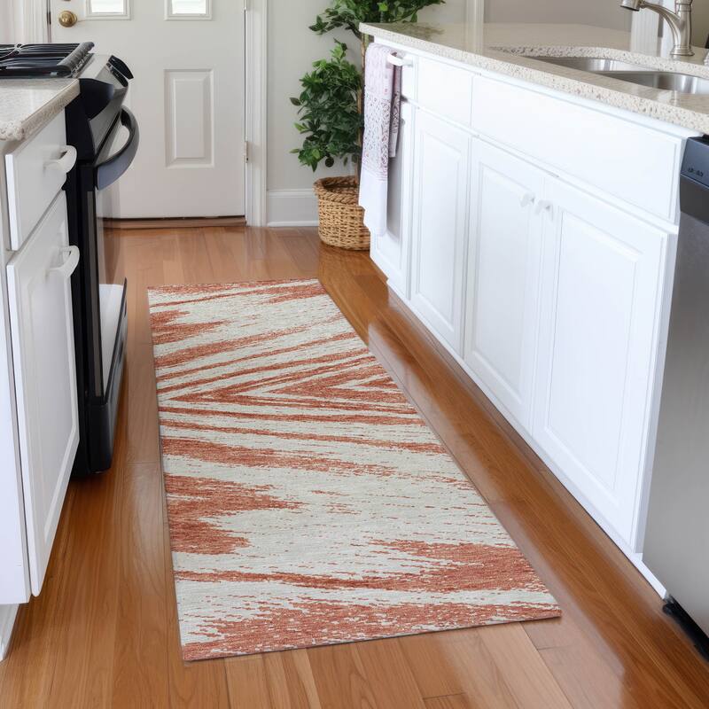 Premium Washable Super Soft Modern Chevron Mayfield Rug - Salmon - 2'3" x 7'6"