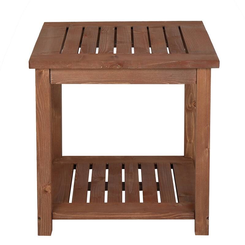 Outdoor Fir Wood End, Coffee, Side Table - 17" x 17" x 17" - Carbonized Color