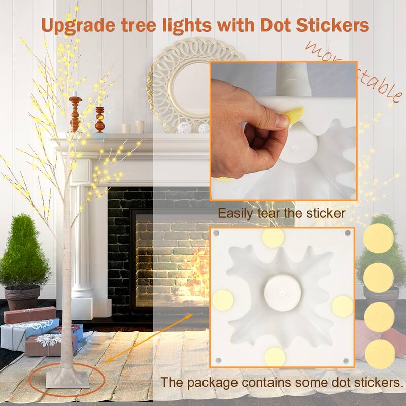 4FT & 5FT & 6FT Birch Christmas Tree Set, LED Lighted, Pack of 3