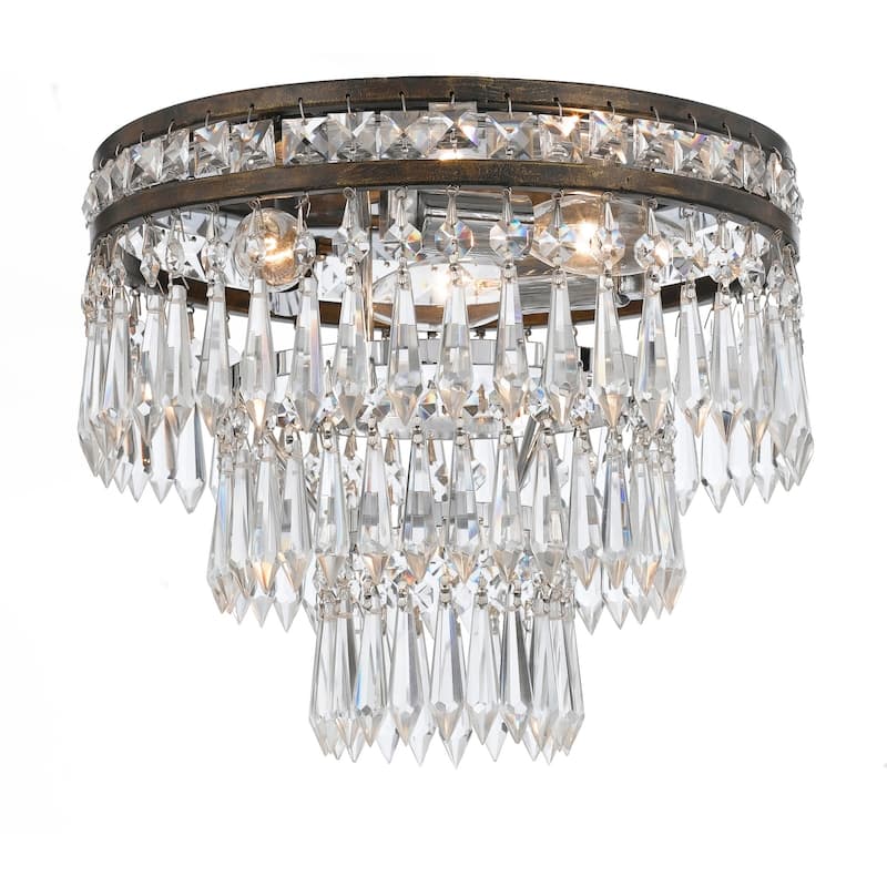 Crystorama Lighting Group Mercer 3 Light 11" Wide Flush Mount - English Bronze