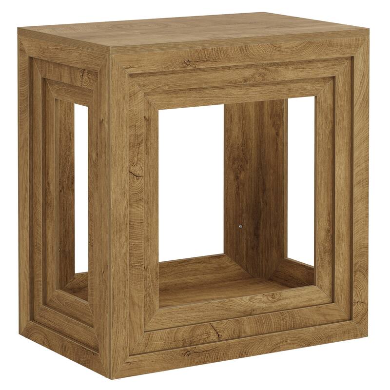 2-Tier Wooden End Table with Shelf Storage, Living Room Bedroom Side Table Accent Nightstand