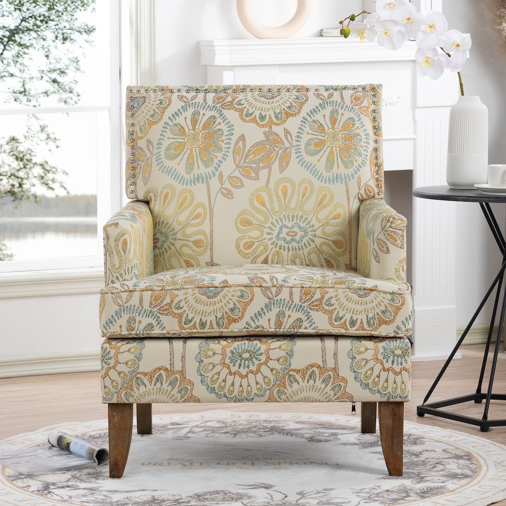 GDFStudio - Bella Modern Accent Chair for Living Room with Birch Legs and Comfortable Fabric Upholstery