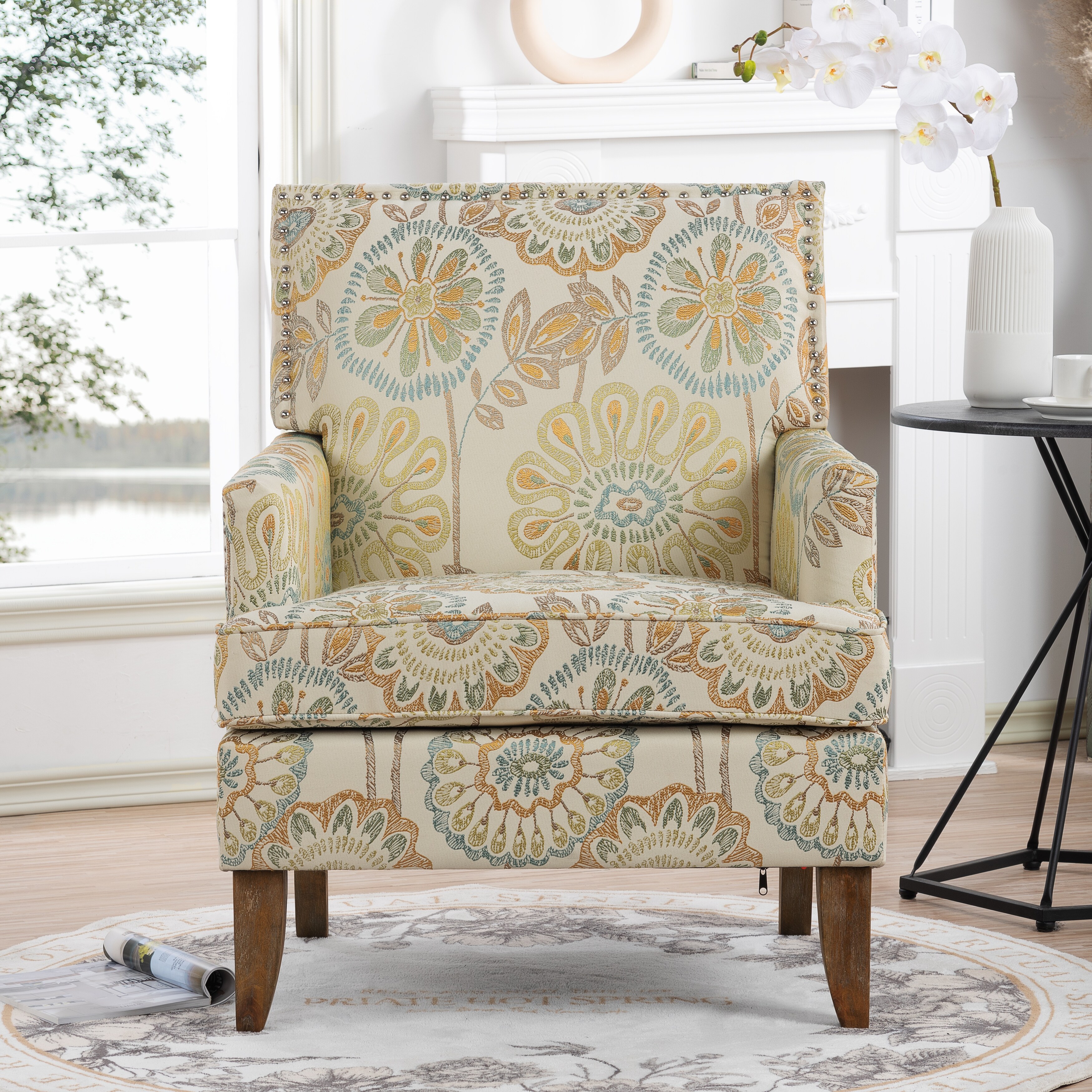 Printed accent chairs top with arms