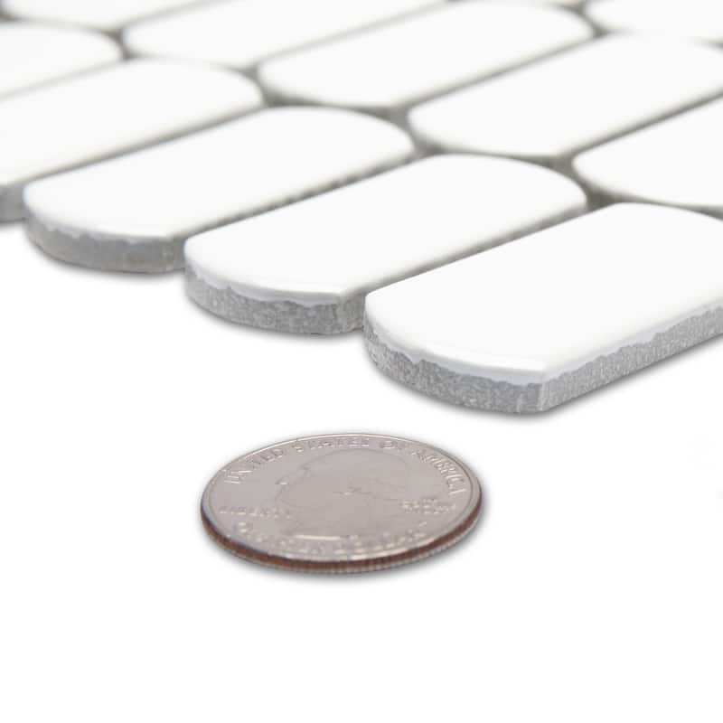 Merola Tile Hudson Capsule Glossy White 12-1/4" x 13-1/8" Porcelain Floor and Wall Tile